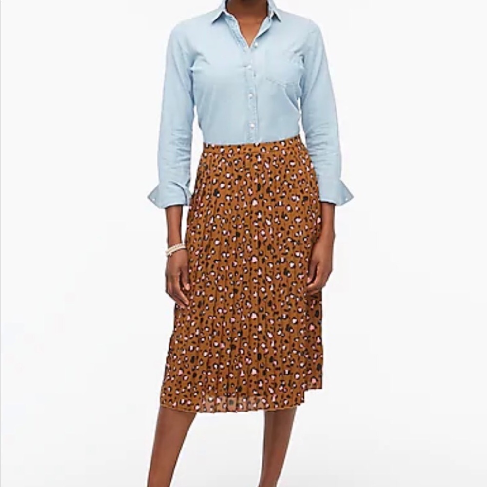 JCrew Animal Print Pleated Midi Skirt